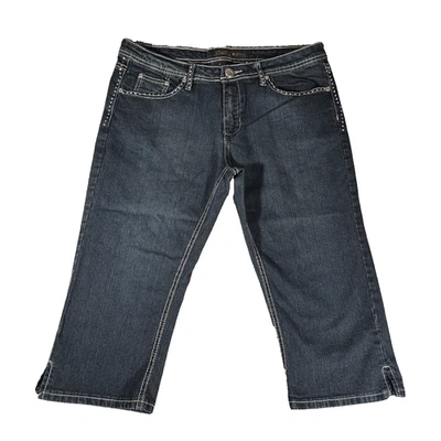 Vintage Out Jeans Denim Shorts Women 10 Blue Stretch Bermuda Embroidered Jeweled - Image 1 of 4