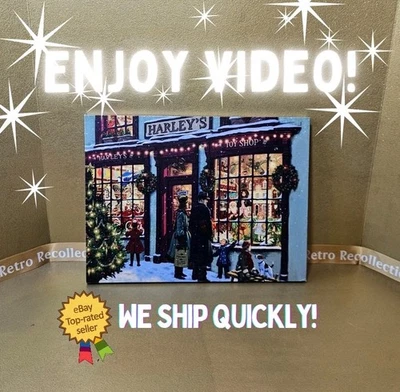 Twinkling Christmas Lighted Canvas Wall Art Harley’s Toy Shop 16x12 2018 - image 1 of 4
