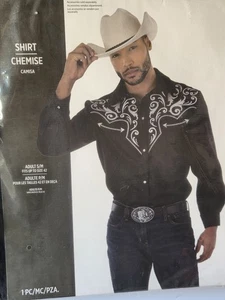 New Men’s Western Shirt Cowboy Dress Up Halloween Adult Costume Adult S/M - Picture 1 of 4