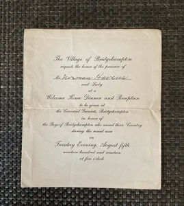 Invitación impresa antigua/memorabilia The Village of Bridgehampton, Nueva York 5/08/1919 - Imagen 1 de 2