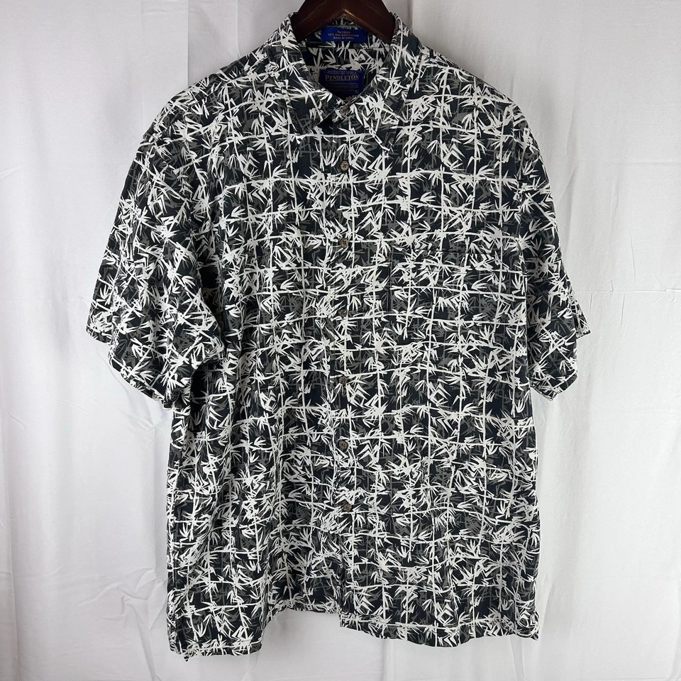 Camisa Pendelton Hombres Grande Bolsillo Botón Frontal Palma Estampado Aire Libre Vacaciones Viaje Foto 1 de 4