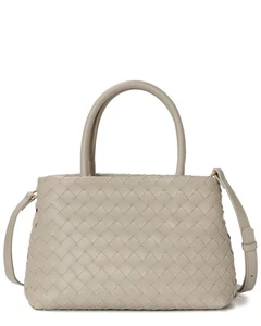 Bolso de cuero Tiffany & Fred Paris tejido a mano con asa superior para mujer tostado - Imagen 1 de 3
