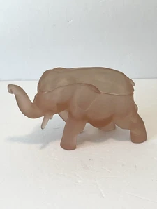 Tiara Indiana Frosted Satin Pink Glass Elephant Candy/Trinket Dish w/Lid - Picture 1 of 5
