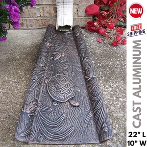 Antique Metal Splash Block Gutter Downspout Guard w Turtle Frog Yard Patio Decor - Picture 1 of 5