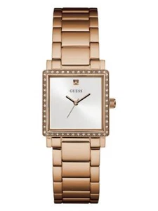 New GUESS WOMEN'S ROSE GOLD-TONE plated crystal gems SQUARE WATCH U0914L3 - Picture 1 of 2