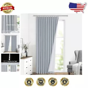 Elegant Blue Fog Pinch Pleat Curtains - 60"W x 120"L Blackout Window Drapes - Picture 1 of 10