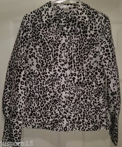 WDNY Womens Shirt Top Blouse Size 10 Black White Leopard Print NEW - Picture 1 of 3