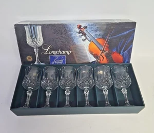 Vintage Durand Wine Glasses 6 oz. LONGCHAMP Cristal d'Arques 6-Piece Set FRANCE - Picture 1 of 3