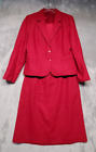 Russell Sherry Suit Womens 14 Red Wool Blazer Skirt Suit Set Professional Vintag