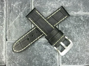 Correa de cuero BIG CROCO de 20 mm negra gruesa correa de reloj blanca para BREITLING B - Imagen 1 de 10