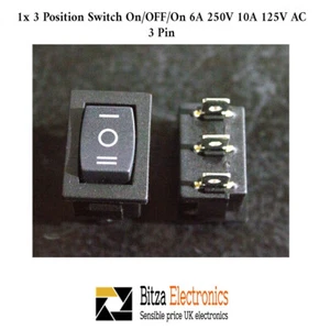 1x Daier 3 Position Switch 6A 250V 10A 125V AC ON-OFF-ON 3 Pin Panel Snap-in - Picture 1 of 4