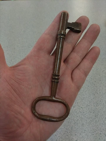 Antique Vintage Large Brass Skeleton Key 5.5” Rare Marked 12 Cover