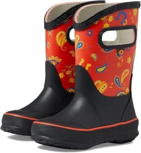 NEW Bogs Western Rain Boots Red Multi Big Girls Size 5 - Picture 1 of 4