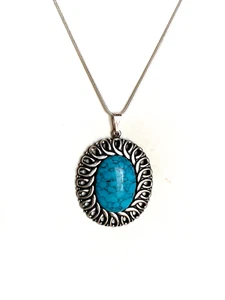 URLAUBSANGEBOT - TÜRKIS KELTISCHE GEWEBTE HALSKETTE MIT NEUER 18" SILBERKETTE - Bild 1 von 9