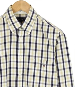 GANT | Mens White Portofino Poplin Long Sleeve Casual Plaid Check Shirt | Small - Picture 1 of 6