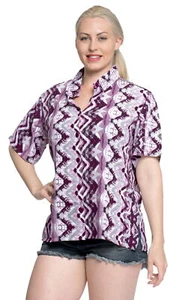 LA LEELA Women's Hawaiian Blouse Shirt Casual Short Sleeve Fashion S Violet_X278 - Picture 1 of 3