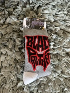 Marvel Black Panther Crew Socks Mens Size 6-12 NEW WITH TAGS / 2 PAIRS - Picture 1 of 3