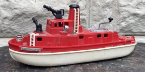 Vintage 1950's Ideal Toys Fire Boat 15” Red Plastic As Is - Picture 1 of 12