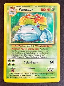 Venusaur 15/102 1999 Base Set Unlimited Pokemon Card Vintage Holo Rare - Lp/Mp - Foto 1 di 4