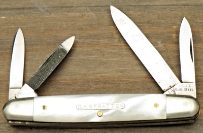 Canivete vintage 1821 AÇO AZUL quatro lâminas senador alças de pérolas não usado quase perfeito estado - Imagem 1 de 4