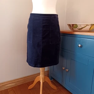 White Stuff Navy Blue Cord A-Line Skirt 10 Pockets Preppy Stretch - Picture 1 of 15
