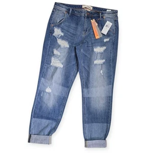 Neu mit Etikett Dittos Größe 29 Boyfriend kurz geschnitten niedriger Bund abgenutzt zerrissen Denim Jeans Grunge - Bild 1 von 5