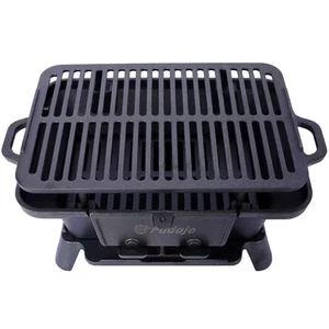Oval Cast Iron Grill Outdoor, Portable Charcoal Grill and Tabletop Cast Iron Ski - Picture 1 of 7