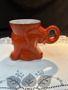 Frankoma Pottery 1969 Elephant Mug GOP Nixon-Agnew Campaign Cup Orange - Bild 1 von 9