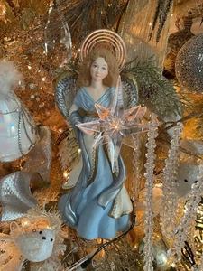 Vintage 1991 Blue Angel of Light Tree Topper HALLMARK TREE TOPPER - Picture 1 of 11