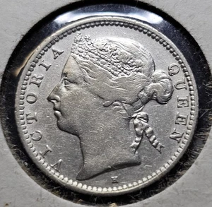 1889 H Mauritius Silver 20 Cents Victoria KM 11 Silver Low Mintage 250K  - Picture 1 of 8