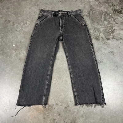 Pantalones de carpintero Calvin Klein para mujer 32x25 negros desgastados pierna ancha ropa de trabajo  Foto 1 de 4