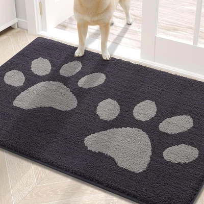 Alfombra para puerta de perro 30x20 absorbente trampero de suciedad antideslizante lavable alfombra de barro interior gris Foto 1 de 4