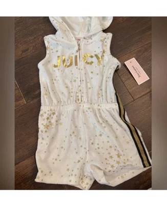 NEW Adorable Juicy Couture Terry romper with hood NWT 3T 3 girls - Изображение 1 из 4