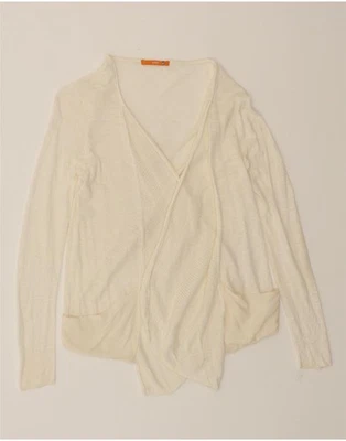 Suéter cárdigan abierto HUGO BOSS para mujer Reino Unido 12 mediano blanco roto clásico DH74 Foto 1 de 4