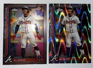 2025 Topps Chrome Ozzie Albies Raywave Refractor 206 + Base Card! Atlanta Braves - Picture 1 of 2