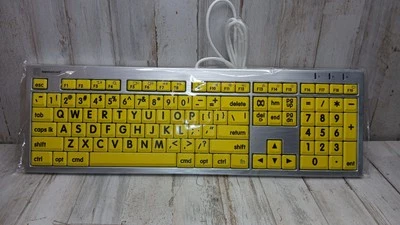 Logickeyboard 'Slimline' with Large Print • Black Letters on Yellow Key Esk-7599 - Image 1 of 3