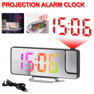 Desk Dual Alarm Clock LCD LED Digital Time Projection FM Radio Snooze Timer USA - Picture 1 of 16