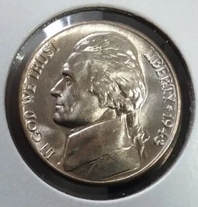 Eine BU 1943 D Jefferson Nickel - OBW-Rolle.  Nachlass 35 % Silber 0,99 Versand - Bild 1 von 2