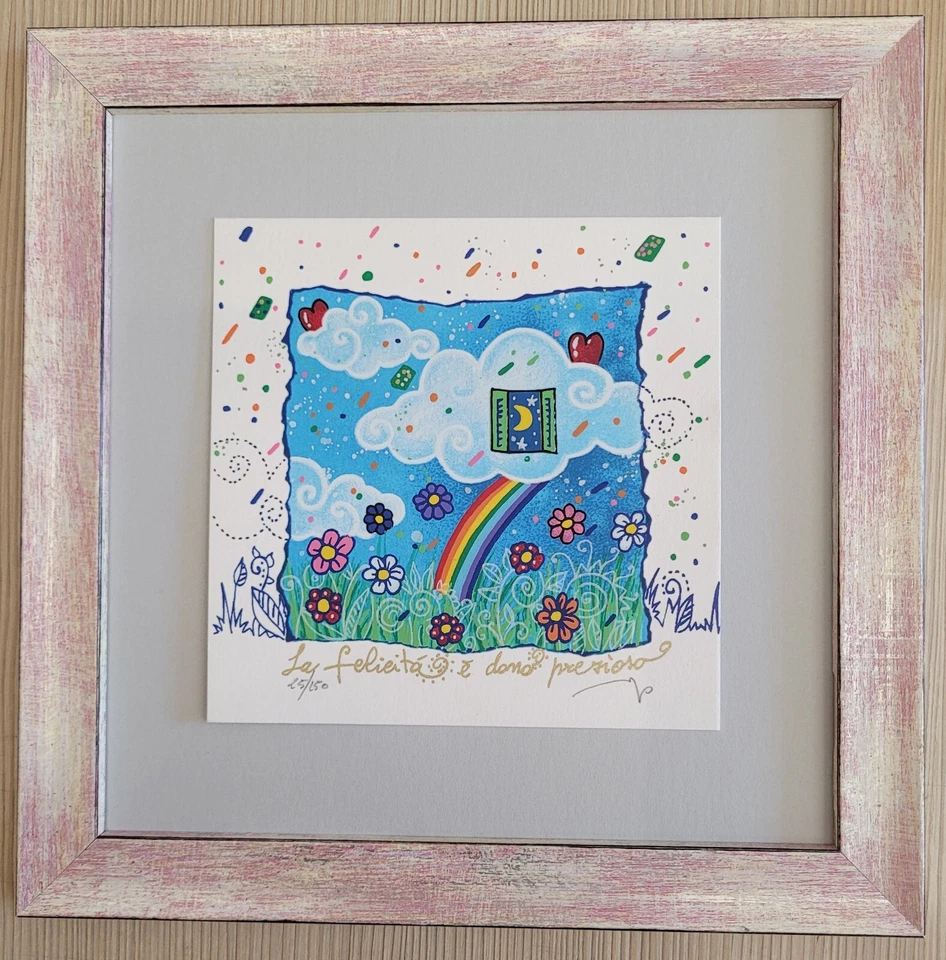 Andrea Agostini  Serigrafia La felicità è dono prezioso arte casa arredamento - Immagine 1 di 1