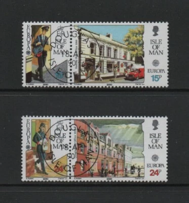 ISLE OF MAN 1990 EUROPA. POST OFFICE BUILDINGS Se-tenant pairs *USED/CTO* - Image 1 of 2
