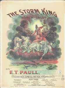The STORM KING 1902 & Stranger's Story E T PAULL March Song LITHO Sheet Music - Picture 1 of 4