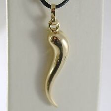 Yellow Gold Pendant 750 18K Horn Good Luck Charm, Convex, 3 Or 4 CM, Made IN Cmd