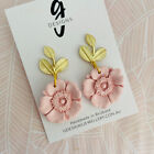 Statement Earrings - Polymer Clay - Handmade - 'TEXTURED FLORAL' - Pastel Pin...