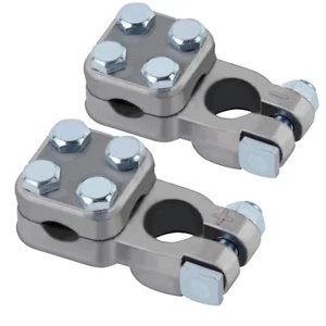 03359 Positive & Negative 2 - 4/0 AWG 3-Way Top Post Commercial Battery Terminal - Picture 1 of 2