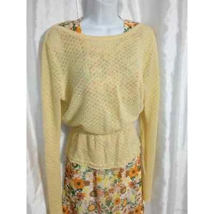 Happy Pullover gelb Ösen ModCloth Häkel Retro Style - Bild 1 von 5