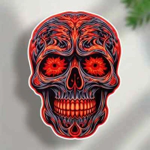 Scarey MAD Cool SKELETON SKULL 16cm x 11cm Full Colour Sticker (S1=S13) New SA - Picture 1 of 2