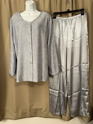 Nuevo Conjunto de Pantalones de Pijama Vintage Jaclyn Smith Lavanda Sedosa Talla L Foto 1 de 4