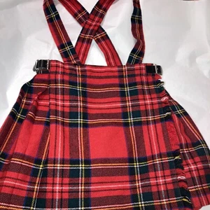 O’Neil of Dublin Red Tartan Plaid Jumper Wool Blend Skirt Girls Age 3/4 Size 20 - Picture 1 of 21