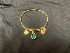 Alex and Ani May Emerald Charm Bangle Bracelet Teardrop Raf Gold NWTBC - Picture 1 of 1
