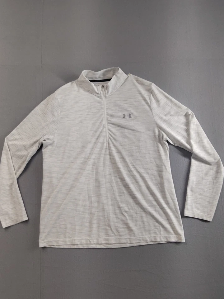 Suéter Under Armour Hombres 2XL Gris Jaspeado 1/4 Cremallera Manga Larga HeatGear Foto 1 de 4